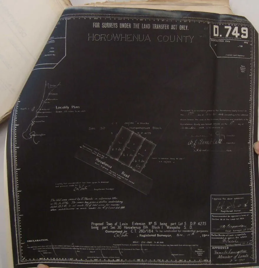 Levin subdivision plan Horowhenua Road 1940