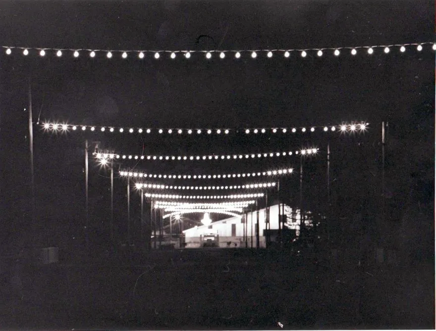 Exterior - strings of lights, Electricity Exhibition 1972
