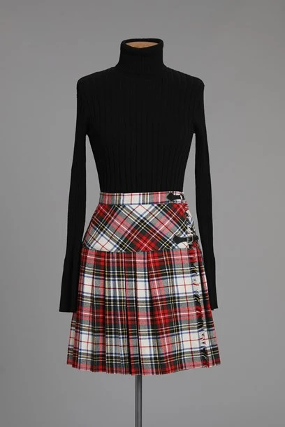 Tartan skirt with buckle detail