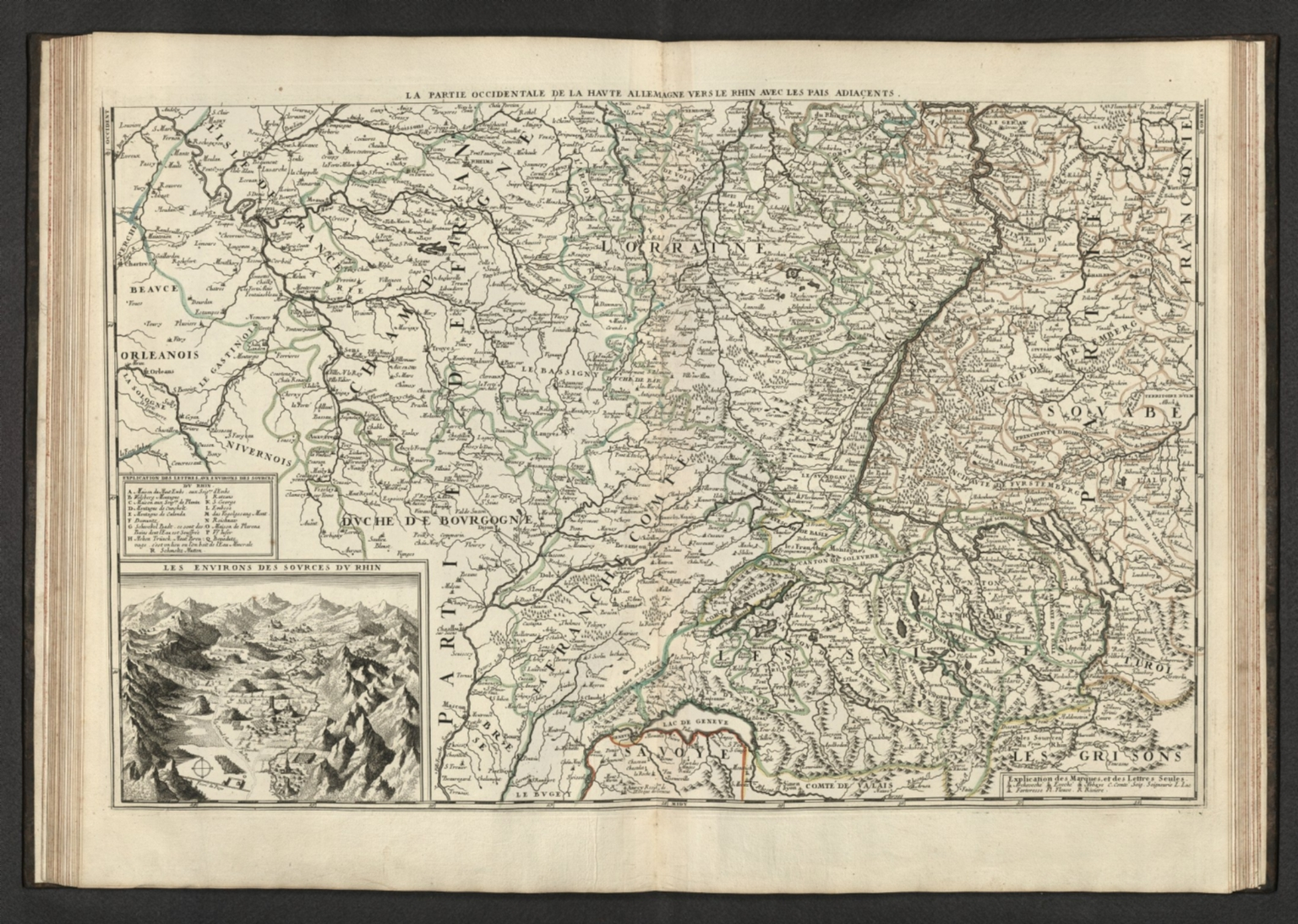 La Partie Occidentale de la Haute Allemagne vers le Rhin avec les pais adiacents.