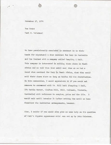 Memorandum from Mark H. McCormack to Rex Evans