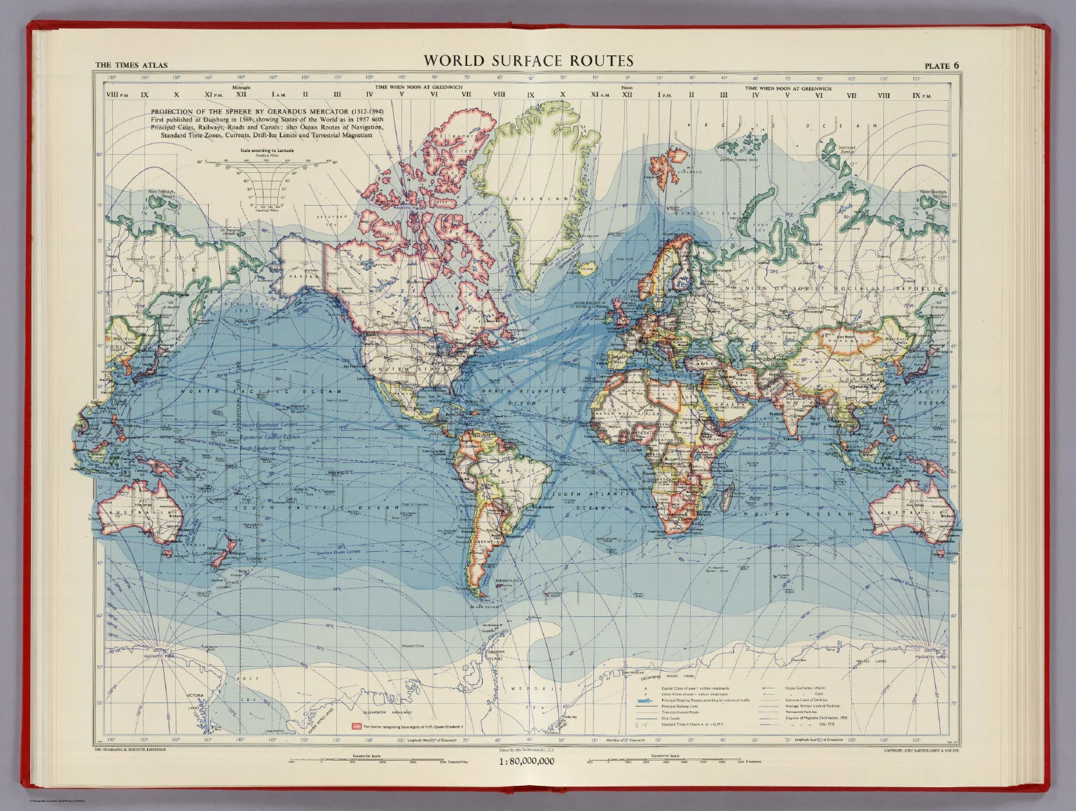 World Surface Routes. Edited by John Bartholomew, M.C., LL.D. The Geographical Institute Edinburgh. Copyright, John Bartholomew & Son, LTD.