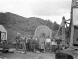 Taranaki (New Zealand), group of men at Tarata Oil Rig