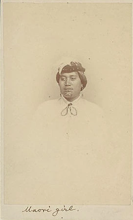 Portrait of Miss Saipara Shortland with Moko (Chin Tattoo) And European Hat