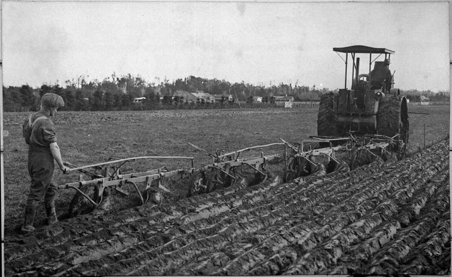 Ploughing a field with a traction engine