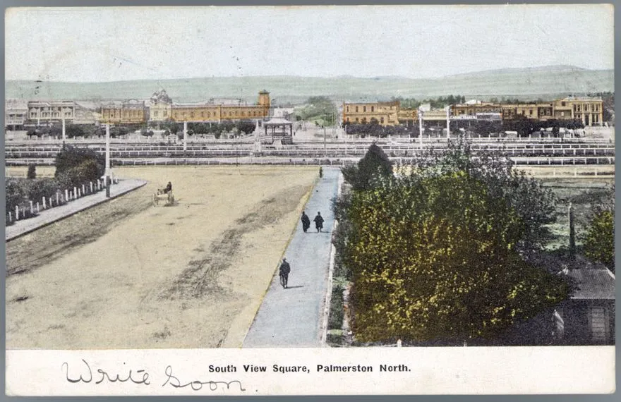 Colour Postcard of “South View” of the Square