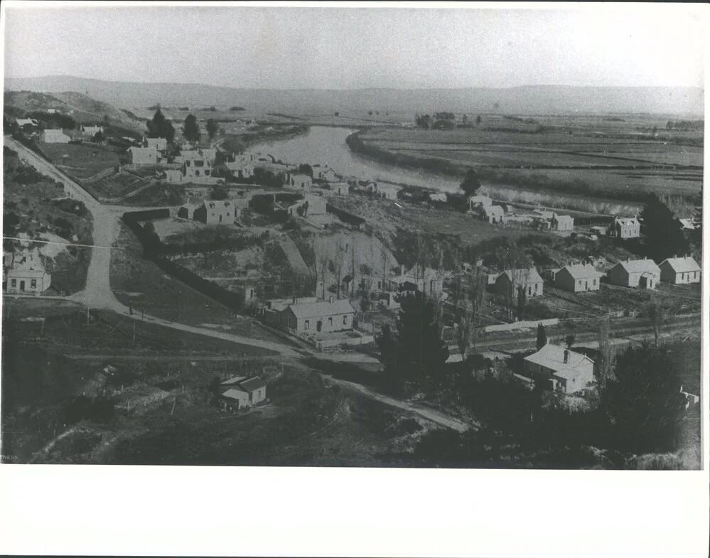 A portion of Kaitangata township from the hillside showing Molyneaux on the right