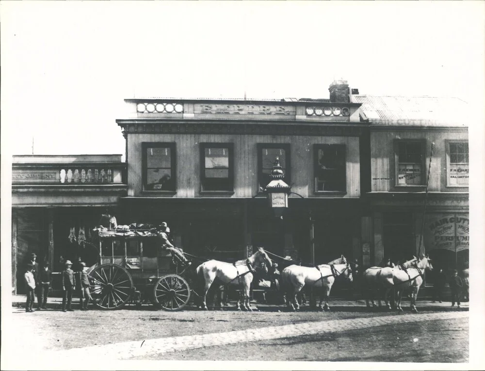 Harry Yeend's coach outside Empire (later Grand) Hotel