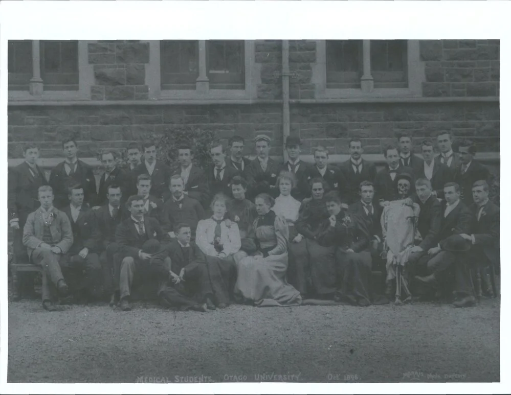 Woman centre foreground - Margaret Cruickshank on her right (with tie) [Jane Kinder] of Cyclopaedia of New Zealand Vol. 4 P 745