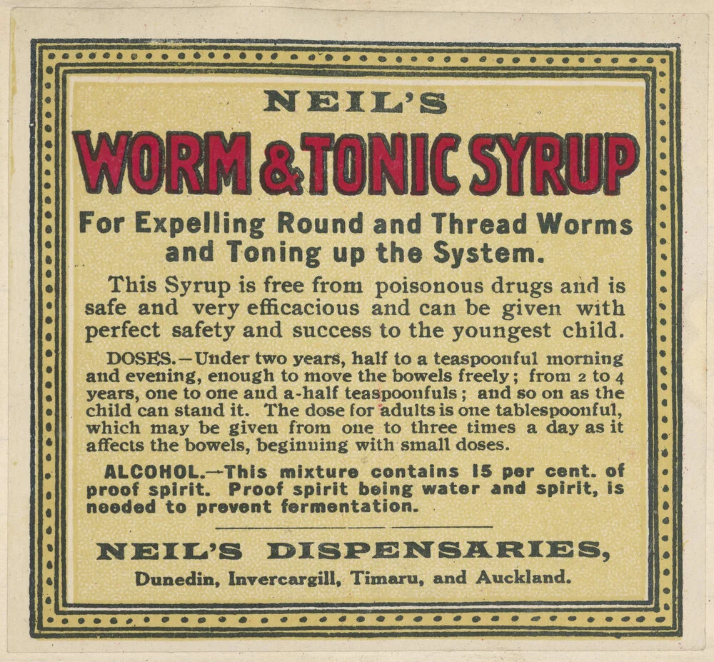 "Neil's Worm & Tonic Syrup"