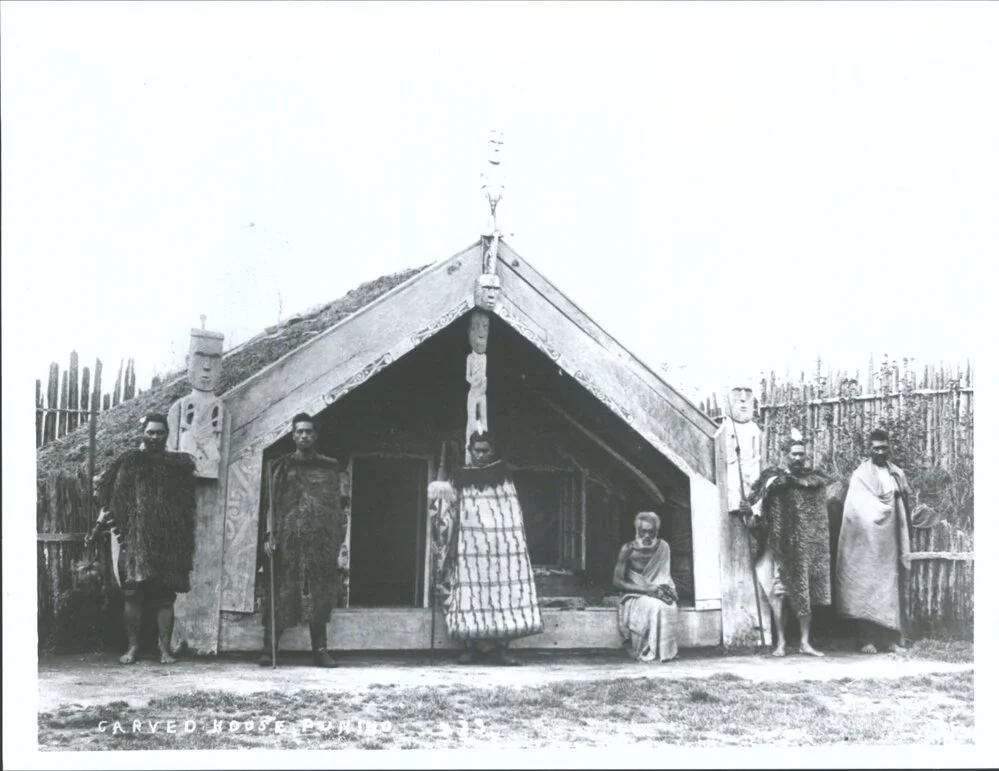 Kakahi, Tohu - Carved house of Tohu, a Schismatic from Te Whiti's sect at Puniho, north of Parihaka