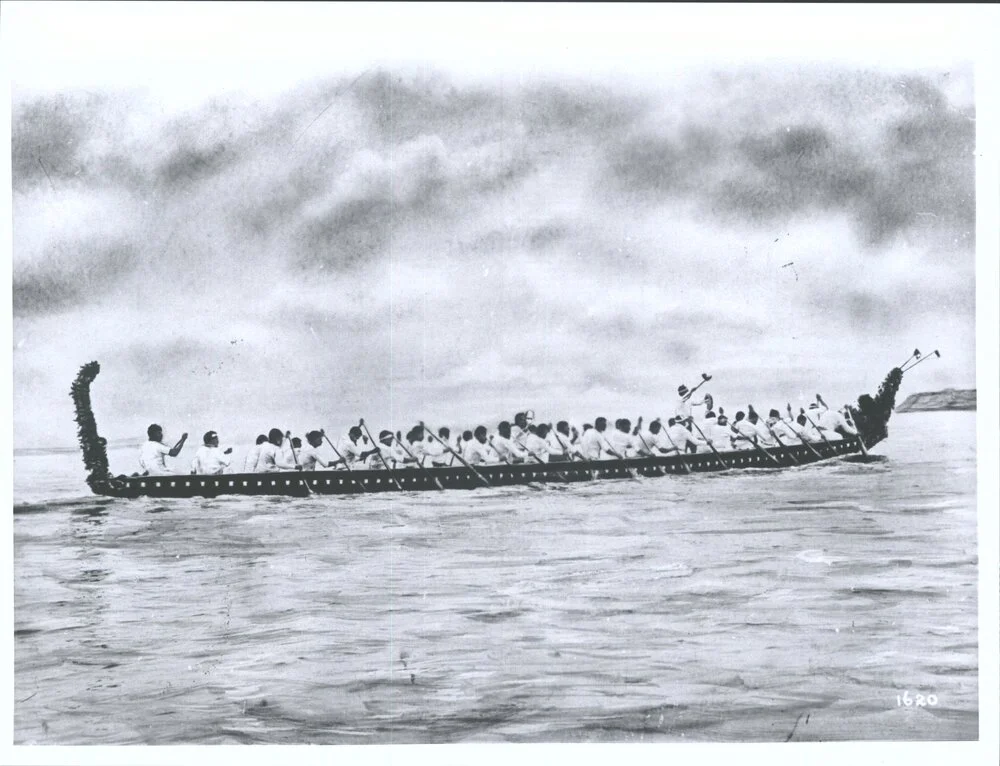 Maori War Canoe and Party on Waikato River