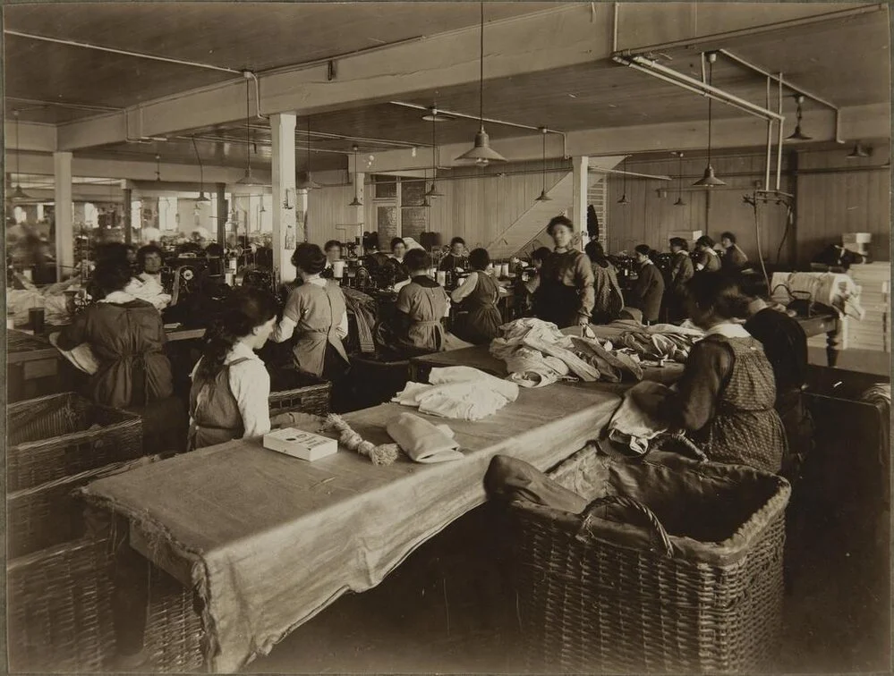 Women working in Hallenstein's clothing factory
