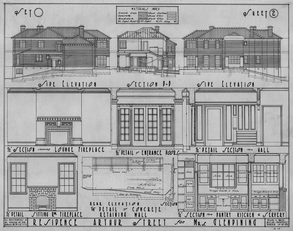 No. 118. Mrs Glendining, plans for residence, Arthur Street, Dunedin, Miller and White architects. Sheet 2.