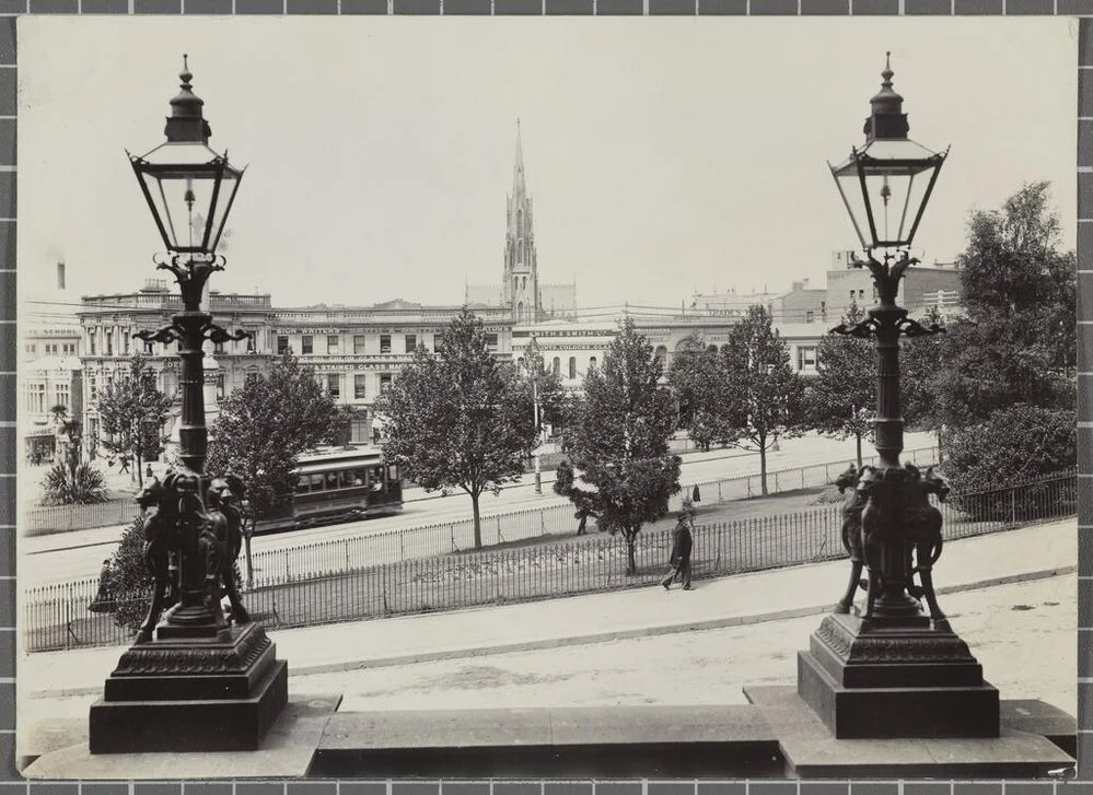 View of Octagon, Dunedin from Town Hall steps
