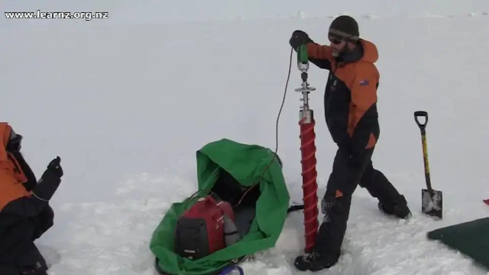 Drill an ice core - inside of sea ice in Antarctica