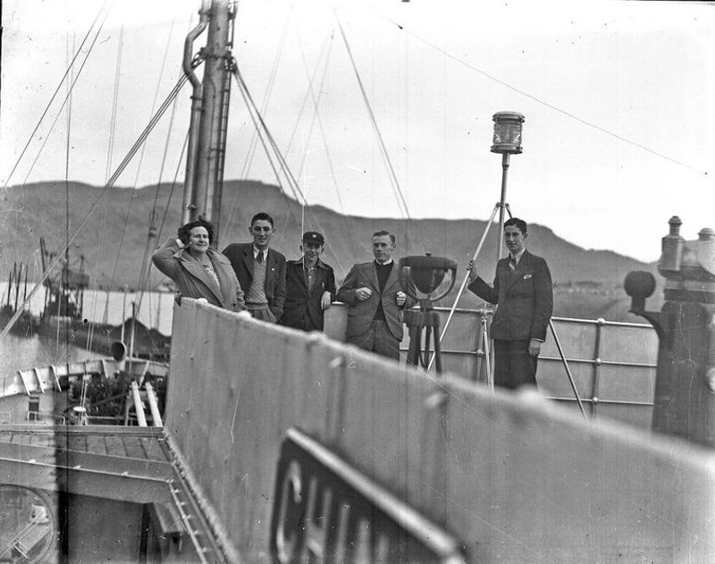 Shipping. Tanker. Family Aboard in a Europa Photograph. Lyttelton, Canterbury. New Zealand