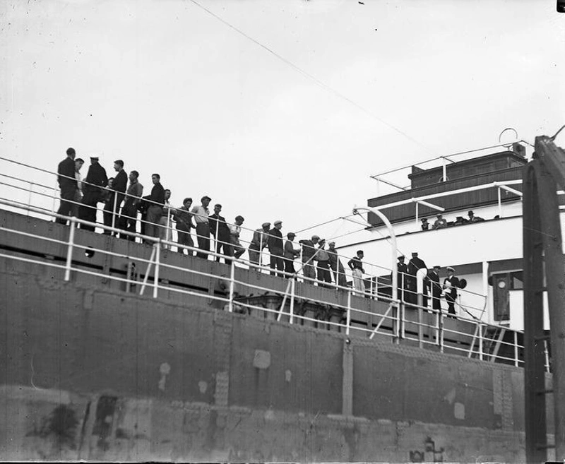 Shipping, Crew Aboard Petroleum Tanker Vessel at Lyttelton Port, Canterbury, New Zealand.