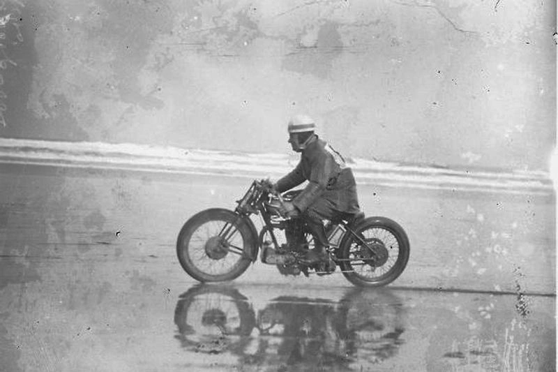 Motorcycle Racing. Beach Racing. New Brighton Beach. Christchurch, Canterbury.