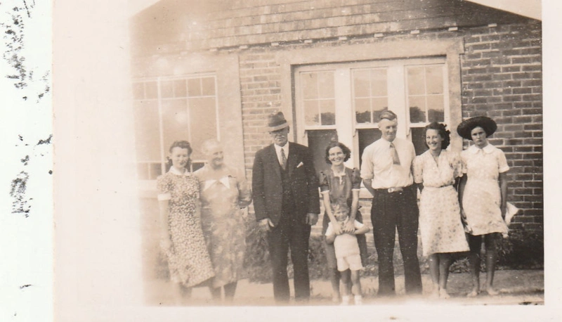 Robert Hattaway, 1891-1967, his wife Martha, son Robert and family at Whitford.