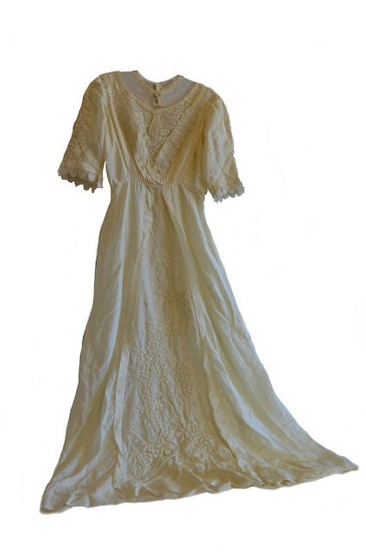Silk Wedding Dress and Woollen Cape - Marion Dean