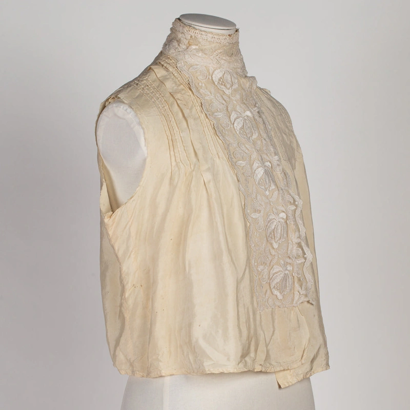Blouse, Cream Silk High Neck