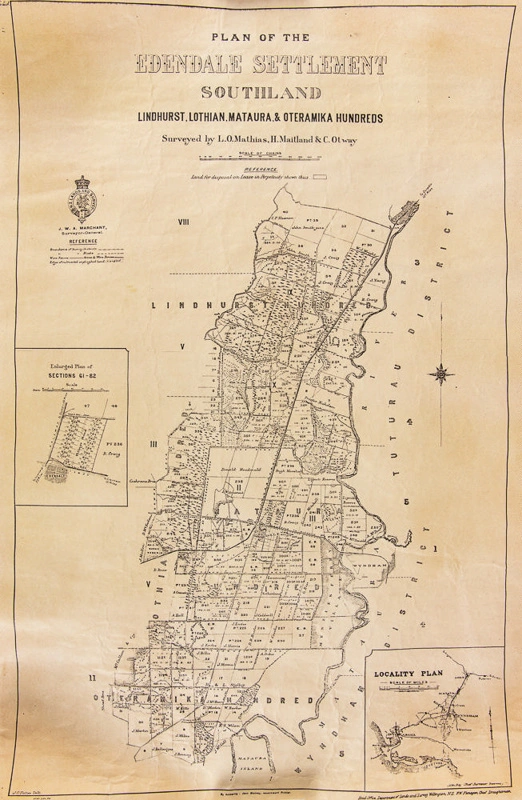 Map, Plan of Edendale settlement, Southland