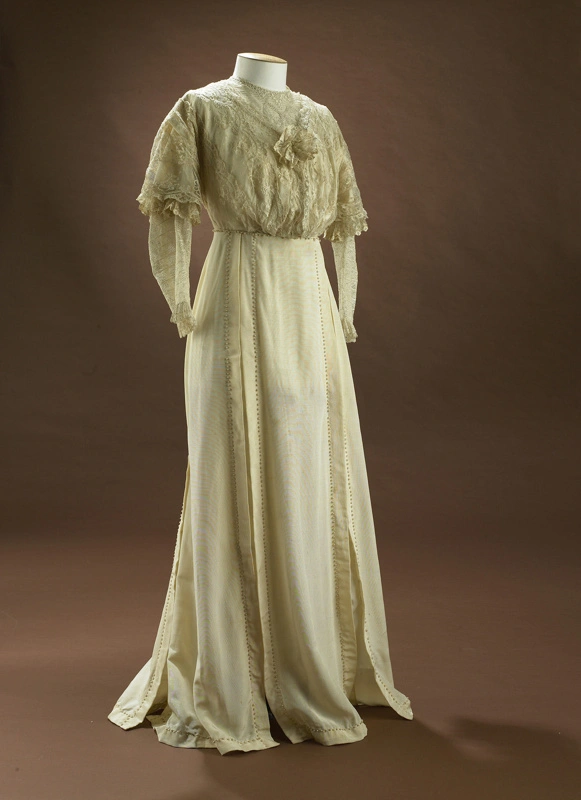 Cream dress; Edwardian wedding gown