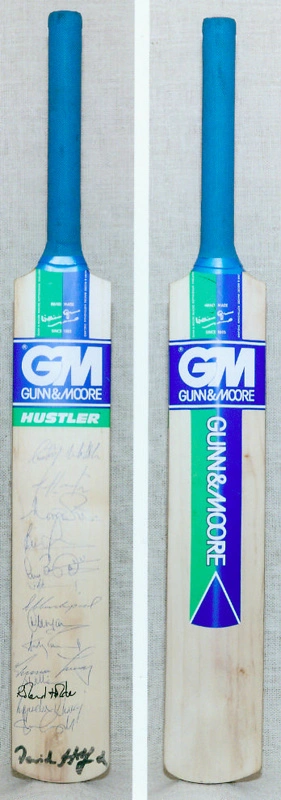 Cricket Bat: Gunn & Moore "Hustler" Bat signed by the West Indian Cricket Team, Tour of New Zealand 1995