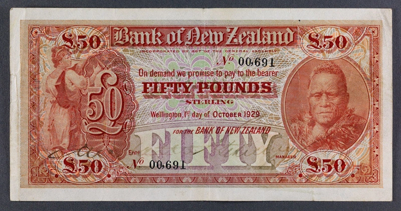 Bank of New Zealand 1926 Fifty Pounds
