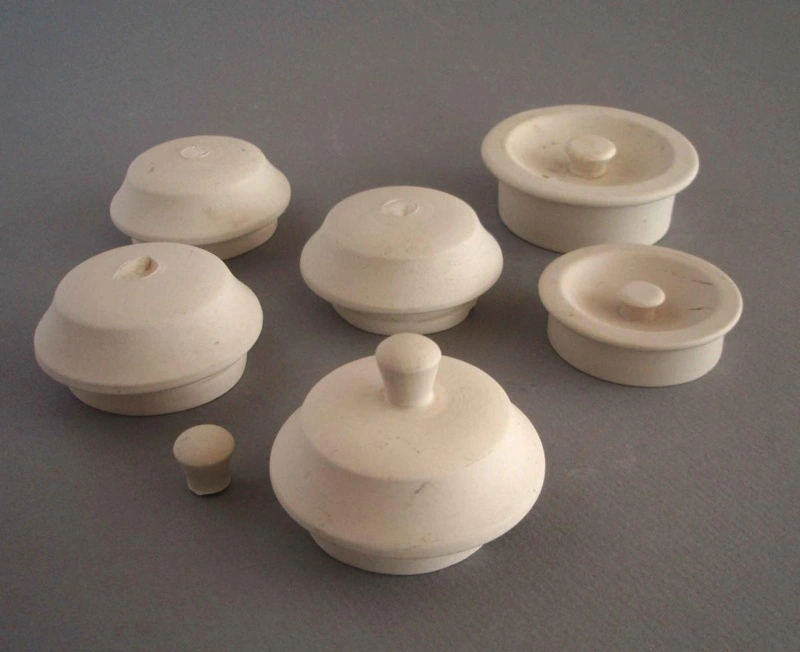 Lids from teapot and coffee pot - bisque x7