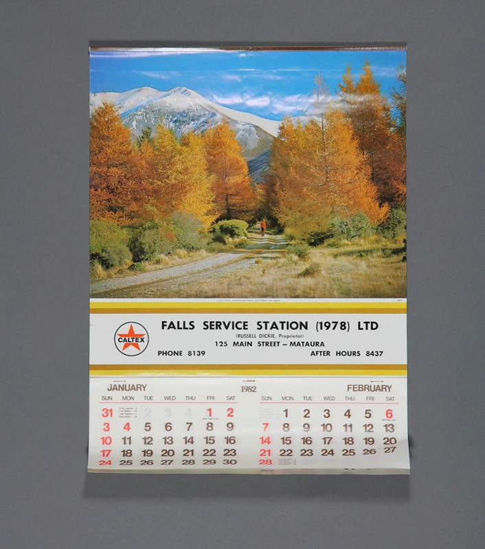 Calendar, Falls Service Station, Mataura