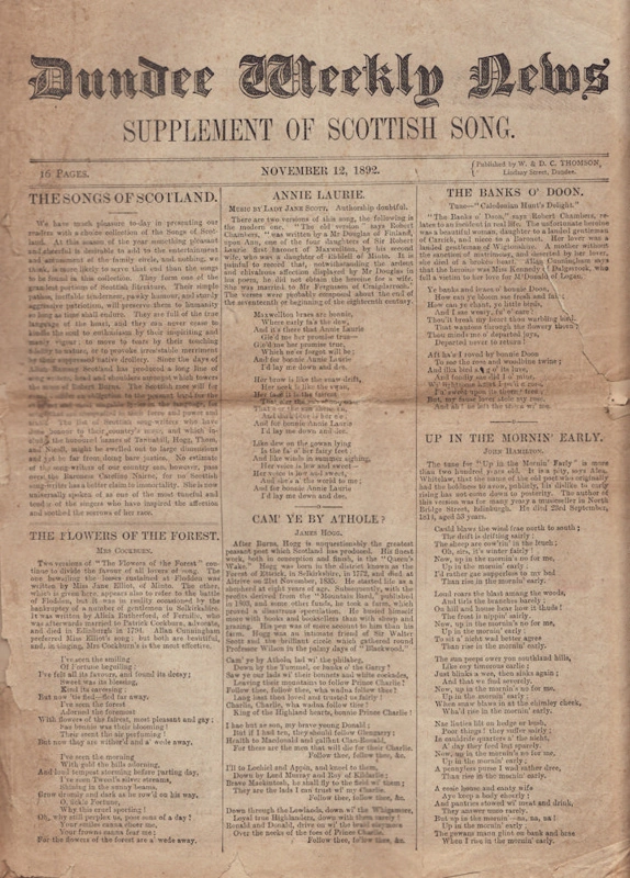 Book, Supplement Of Scottish Songs