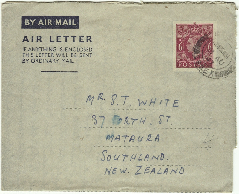 Letter, Aubrey Ledden (England) to Stanley White (New Zealand)
