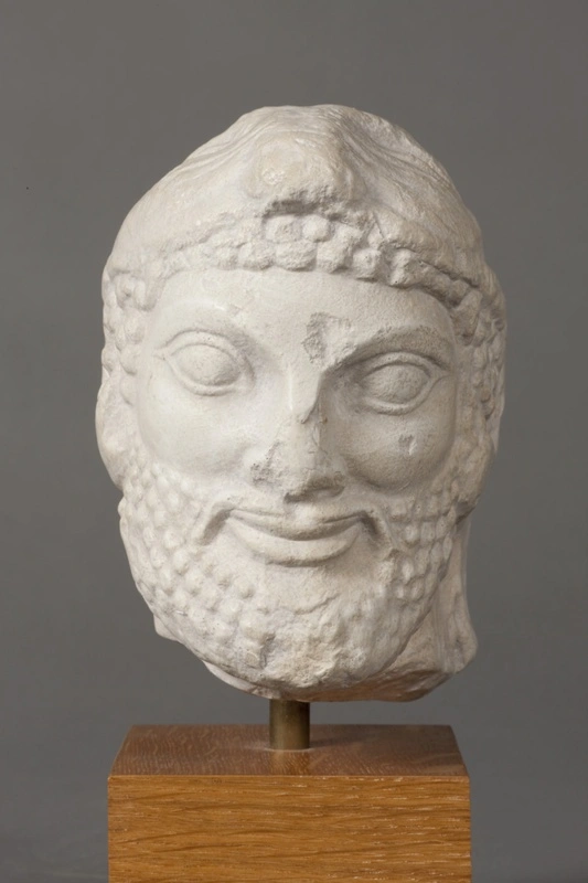 Marble head of Herakles wearing the Lion's Skin