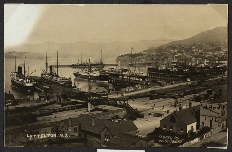 Approx. eight unidentified ships in Lyttelton Port, about 1910.