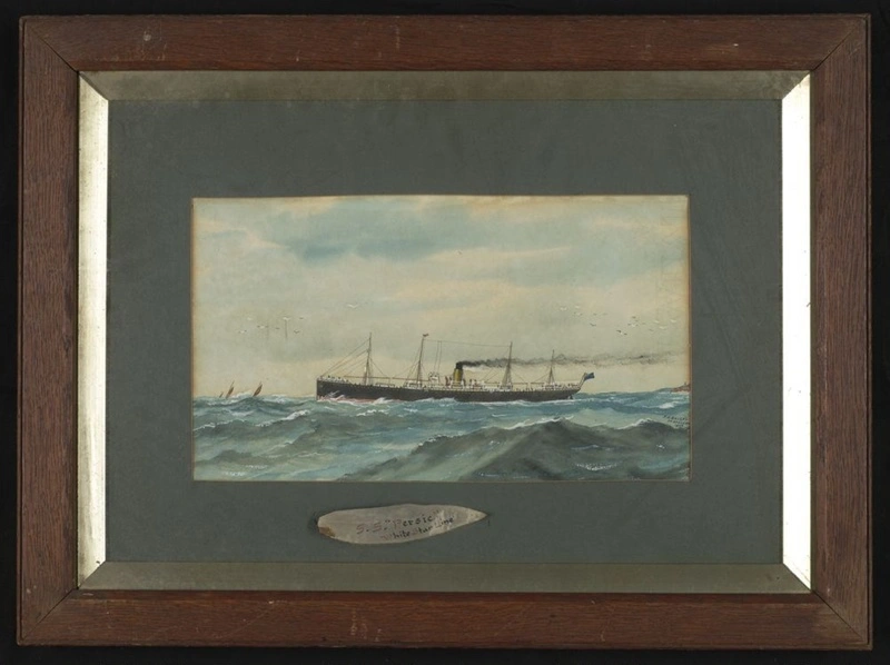 The S.S. 'Persic' at sea. Glazed, wooden frame.