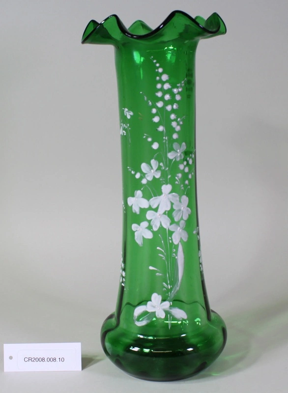 Victorian green glass vase