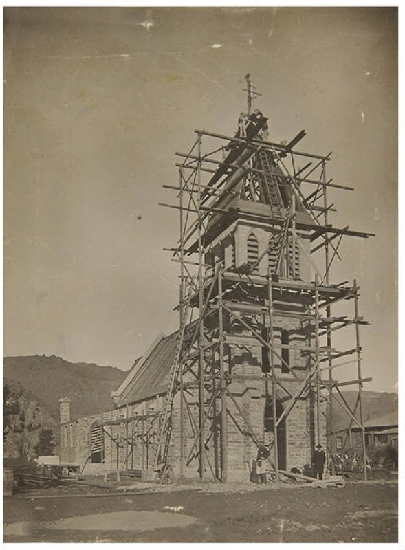 Photograph, Cromwell Catholic Church under construction