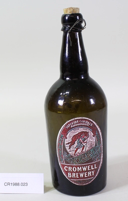 Dark green glass beer bottle