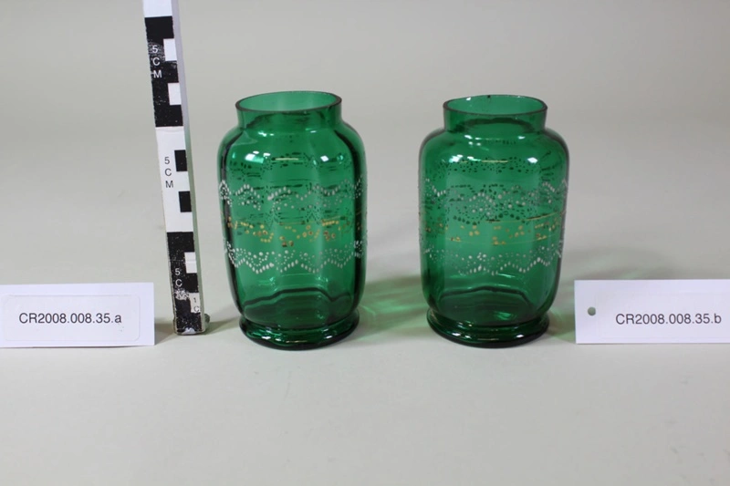 Victorian green glass pair of vases