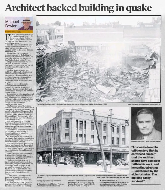 Newspaper Article 2019 – Architect backed building in quake (Hawke's Bay Today)