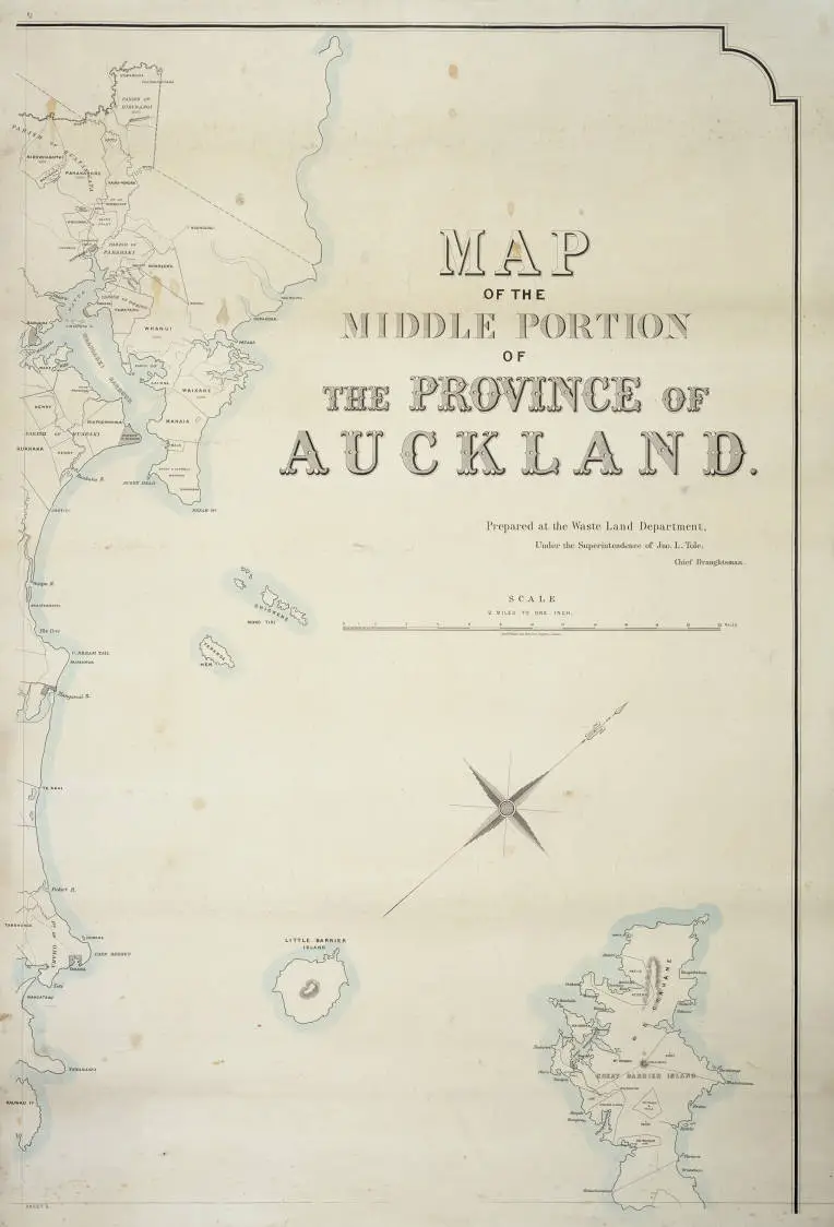 Map of the middle portion of the province of Auckland.