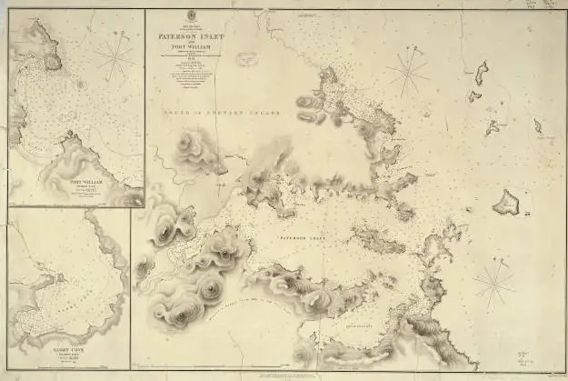 Paterson Inlet and Port William, surveyed by Captn. J. L. Stokes, R.N. assisted by Messrs. F. J. Evans, Master, R. Bradshaw, Mate, R. Burnett, P. W. Oke & D. Pender Mastrs. Assists. 1849