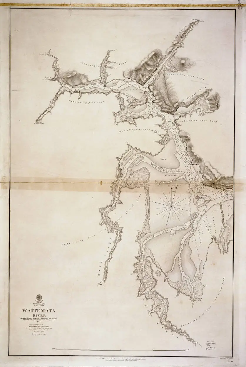 Waitemata River from Kauri Point Auckland Harbour to its sources, surveyed by Comr. B. Drury and the officers of H.M.S. Pandora 1854
