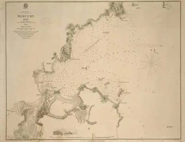 Mercury Bay, surveyed by B. Drury [and others], 1852.