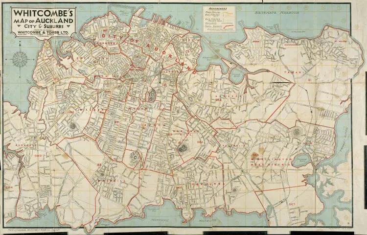 Whitcombe's map of Auckland City & suburbs