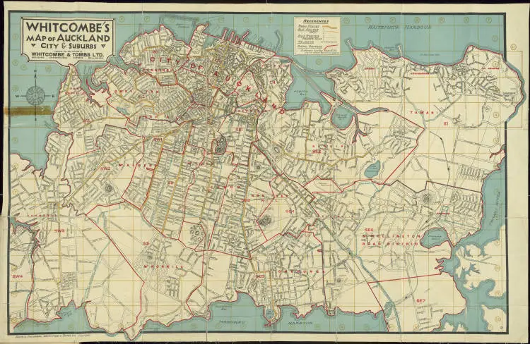Whitcombe's map of Auckland City and suburbs