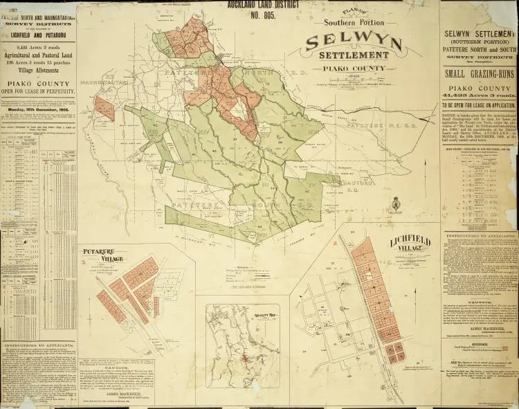 Plan of southern portion, Selwyn settlement, Piako County.