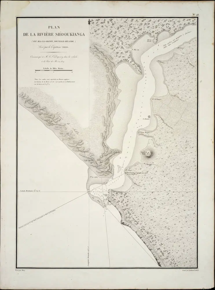 Plan de la Riviere Shooukianga (Ile Ika-na-Mauwi, Nouvelle-Zelande) Leve par le Capitaine Herd
